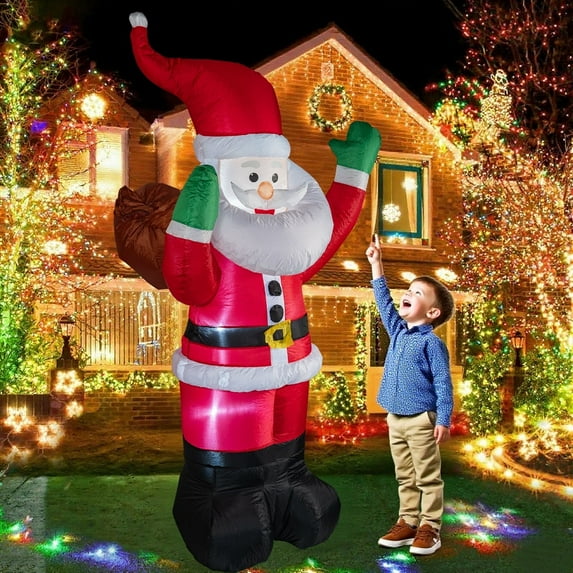 6ft Christmas Inflatable Santa Claus with Gift Bog, LED Lights for Blow Up Yard Decoration, Indoor Outdoor Garden Christmas Decoration