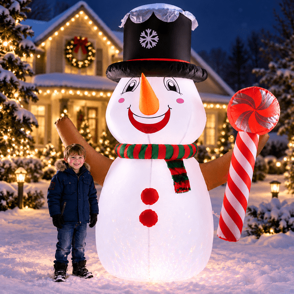 6Ft Christmas Inflatables Snowman Outdoor Decorations, Blow up Snow Man Yard Decor Built-in Bright LED Light Wear Magic Hat, Holiday for Garden Patio Lawn Party Xmas Gifts