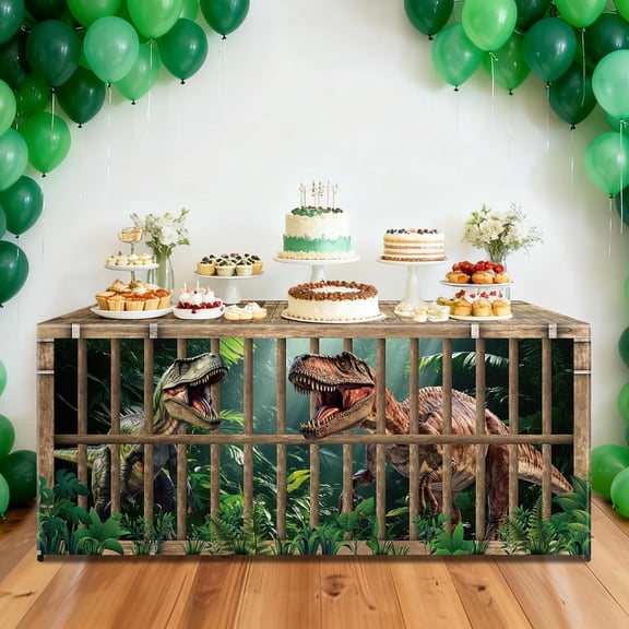 6Ft Dinosaur Tablecloths Birthday Party Decorations Dino Theme Table Cover Washable Fabric Polyester Dino Park Rectangle Table Covers Protector for Jungle Birthday Parties Favors Supplies
