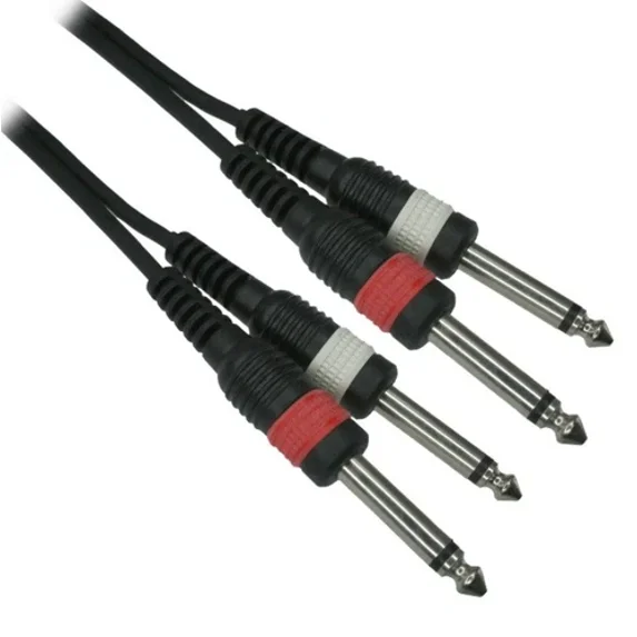 6Ft Dual 1/4" Ts Mono Male To Male Plug Noise Free Audio Cable, A6-A606