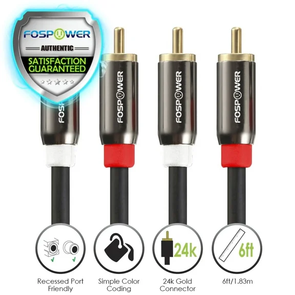 BUTTERFLY- 6Ft Dual Layer 2 Rca To 2 Rca L/R Male Stereo Audio Cable Cord Plug Adapter