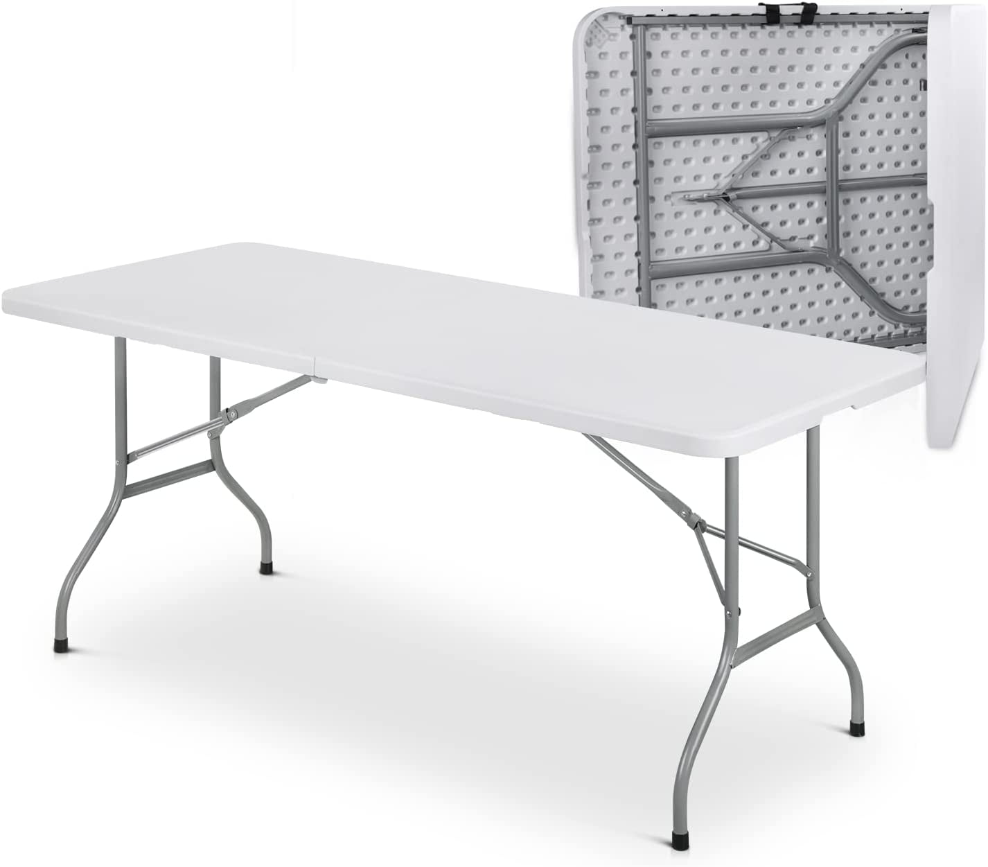 6Ft Folding Table Heavy Duty Portable Plastic Dining Tables Fold in