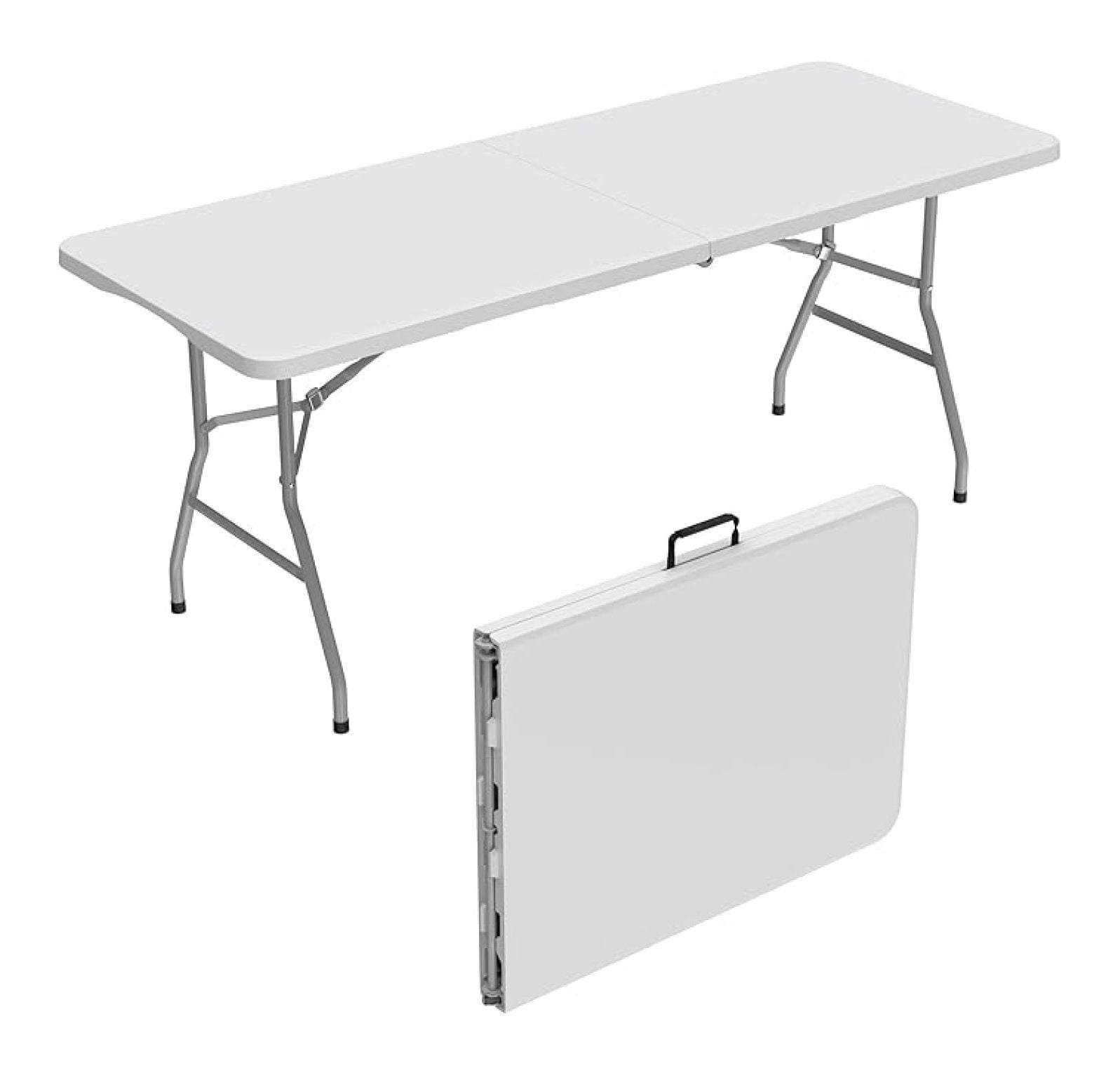 6Ft Folding Table for Indoor Outdoor, Fold-in-Half Portable Plastic ...
