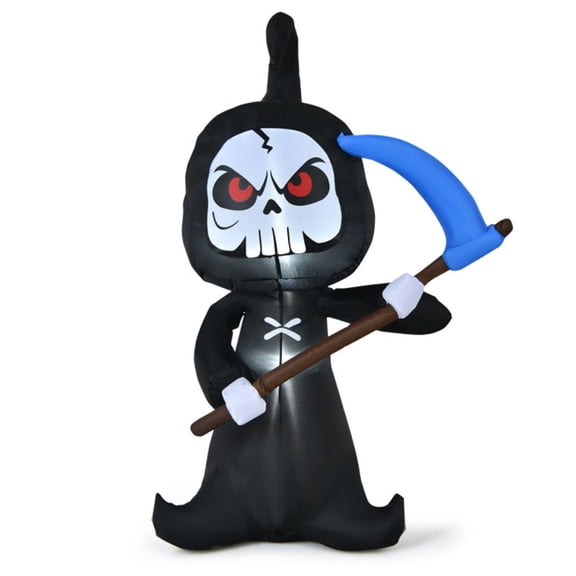 6Ft Halloween Inflatable Ghost Decor with Built-In Blower and Shinning Lights, Inflatable Ghost with Scythe, Halloween Decoration for Indoor Outdoor, Easy Installation