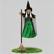 6Ft Halloween Outdoor Decoration witch, Talking Animated Witch Light Up Eyes Sound Activated, Halloween Decorations Outside Indoor Animatronics Haunted House Props for Garden Yard LaDeep Green