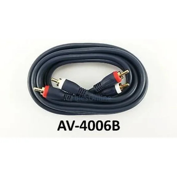 6Ft High Quality Python 2-Rca Male To Male Audio Cable, Cablesonline Av-4006B