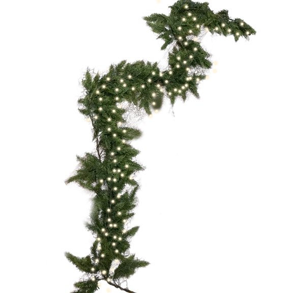 6Ft Illuminated Artificial Imitation Cedar Leaf Christmas Garland Thickened With Cedar Rattan Design Suitable For Fireplace Mantels Indoor Outdoor Holiday Decor