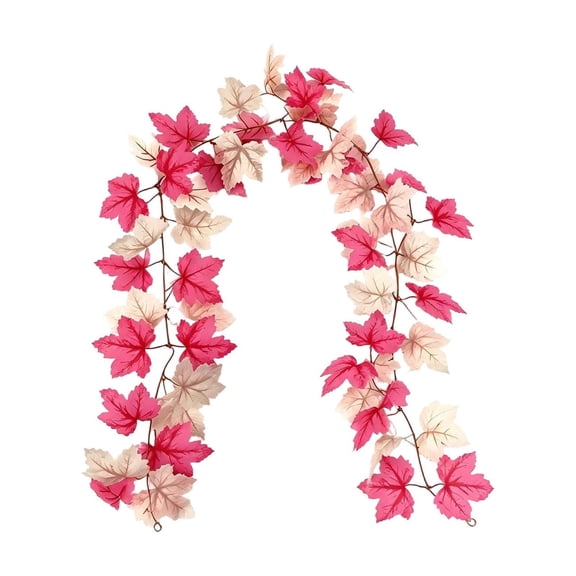6Ft Pink and White Fall Maple Leaf Garland for Table Mantel Staircase Autumn Home Decor