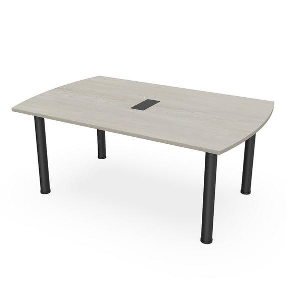 6Ft Powered Arc Rectangle Conference Room Table With Post Legs