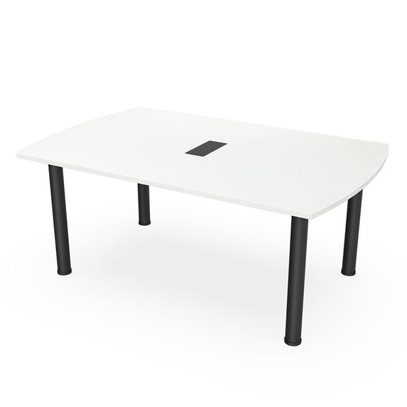 6Ft Powered Arc Rectangle Conference Room Table With Post Legs