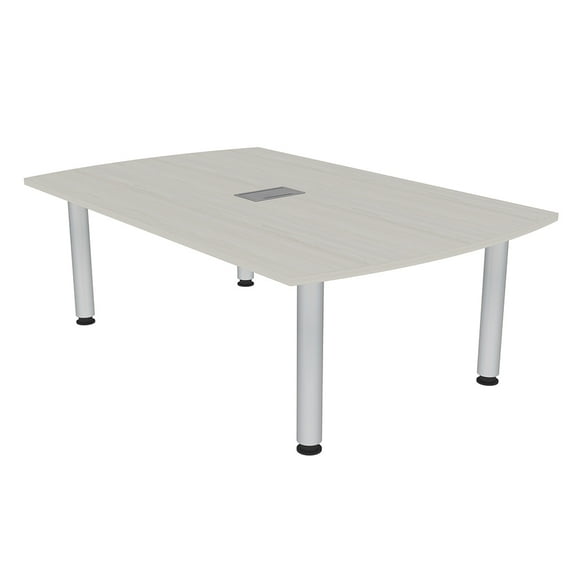 6Ft Powered Arc Rectangle Conference Room Table With Silver Post Legs