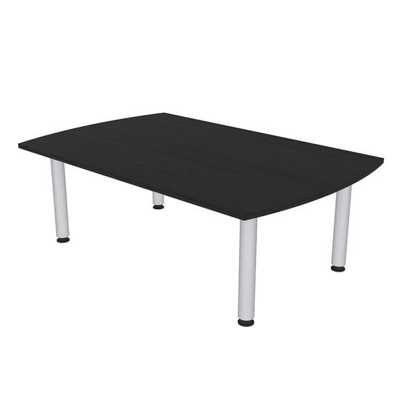6Ft Powered Arc Rectangle Conference Room Table With Silver Post Legs