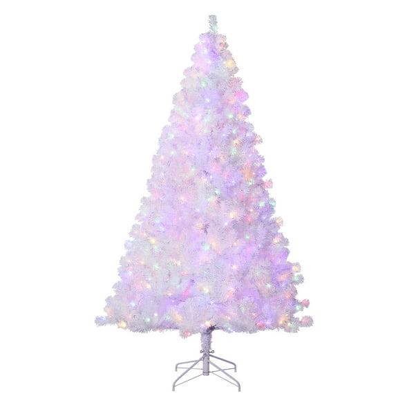 6Ft Pre-Lit White Tinsel Christmas Tree with 250 Warm White Led Lights & Sturdy Stand, Sparkle Xmas Decorations for Homes Offices, Parties, White