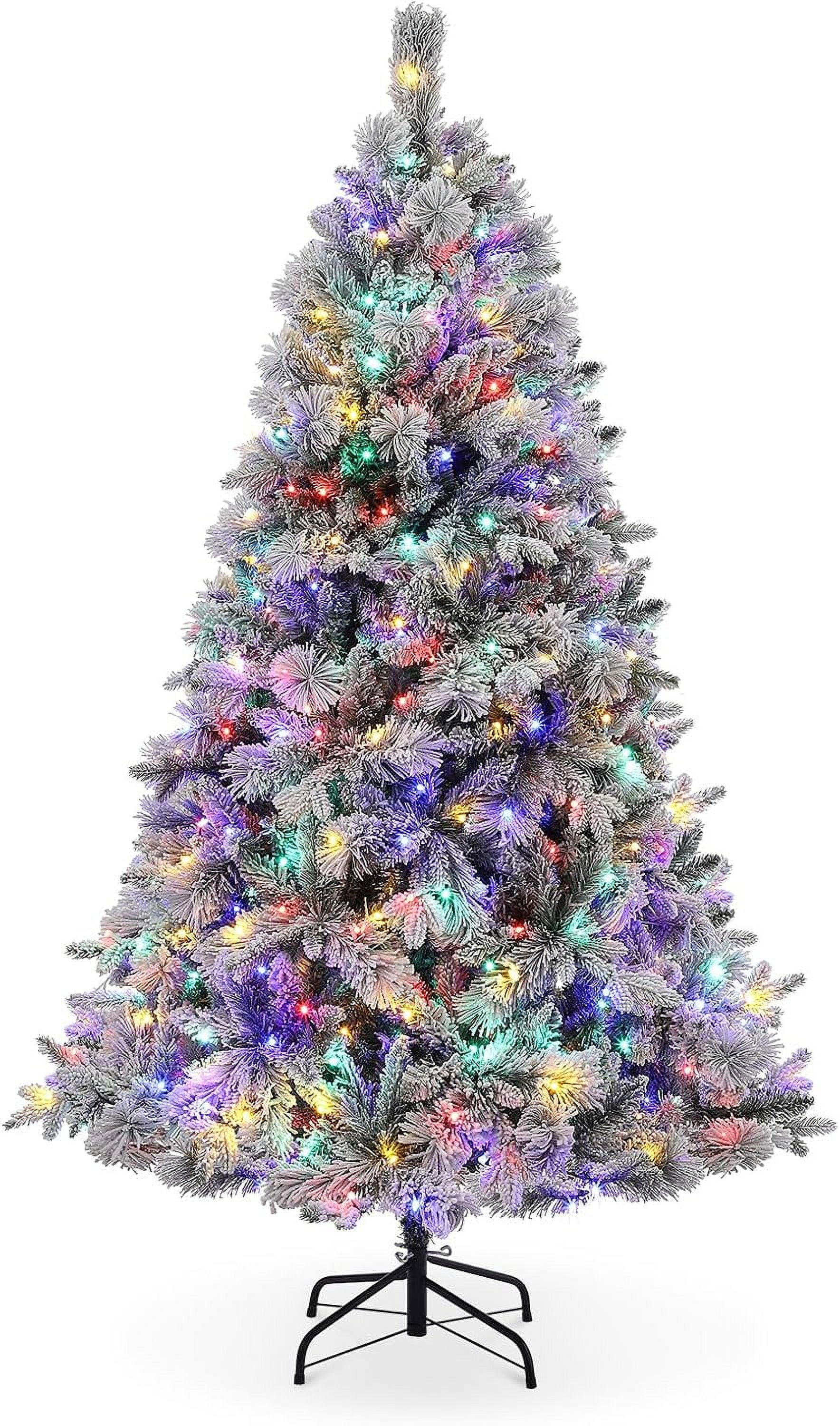 6Ft Prelit Artificial Christmas Tree, White Snow Flocked Xmas Tree, 850 ...