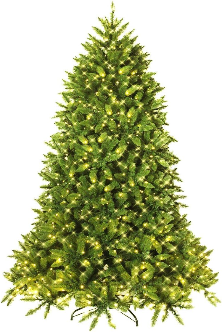 6Ft Prelit Christmas Tree, Premium Hinged Artificial Fir Tree, With 650