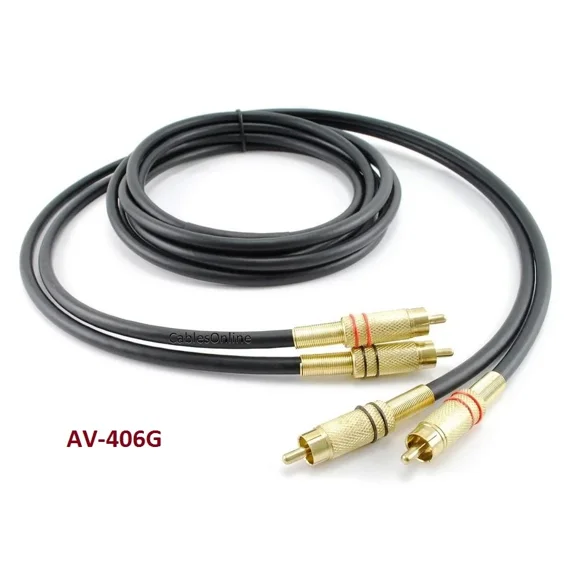 6Ft Premium 2-Rca Male To Male Gold-Plated Audio Cable, Cablesonline Av-406K