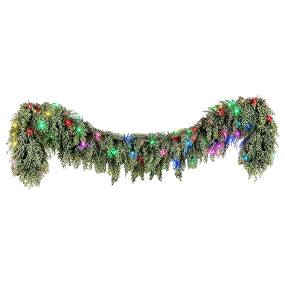6Ft Realistic Christmas Cedar Garland with Multicolor LED Lights for Mantel Fireplace Staircase, Pre-lit Artificial Greenery Garland for Indoor Outdoor Holiday Decor(Batteries Not Included)
