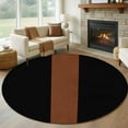 thumbnail image 1 of 6Ft Round Rug, Black Brown Non-Skid Rubber Backing Large Area Rugs - Living Room Bedroom Home Office, Contemporary Boho Modern Art Indoor Floor Mat Carpets Washable Rug, 1 of 9