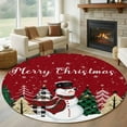 6Ft Round Rug, Snowman Red Christmas Non-Skid Rubber Backing Large Area ...