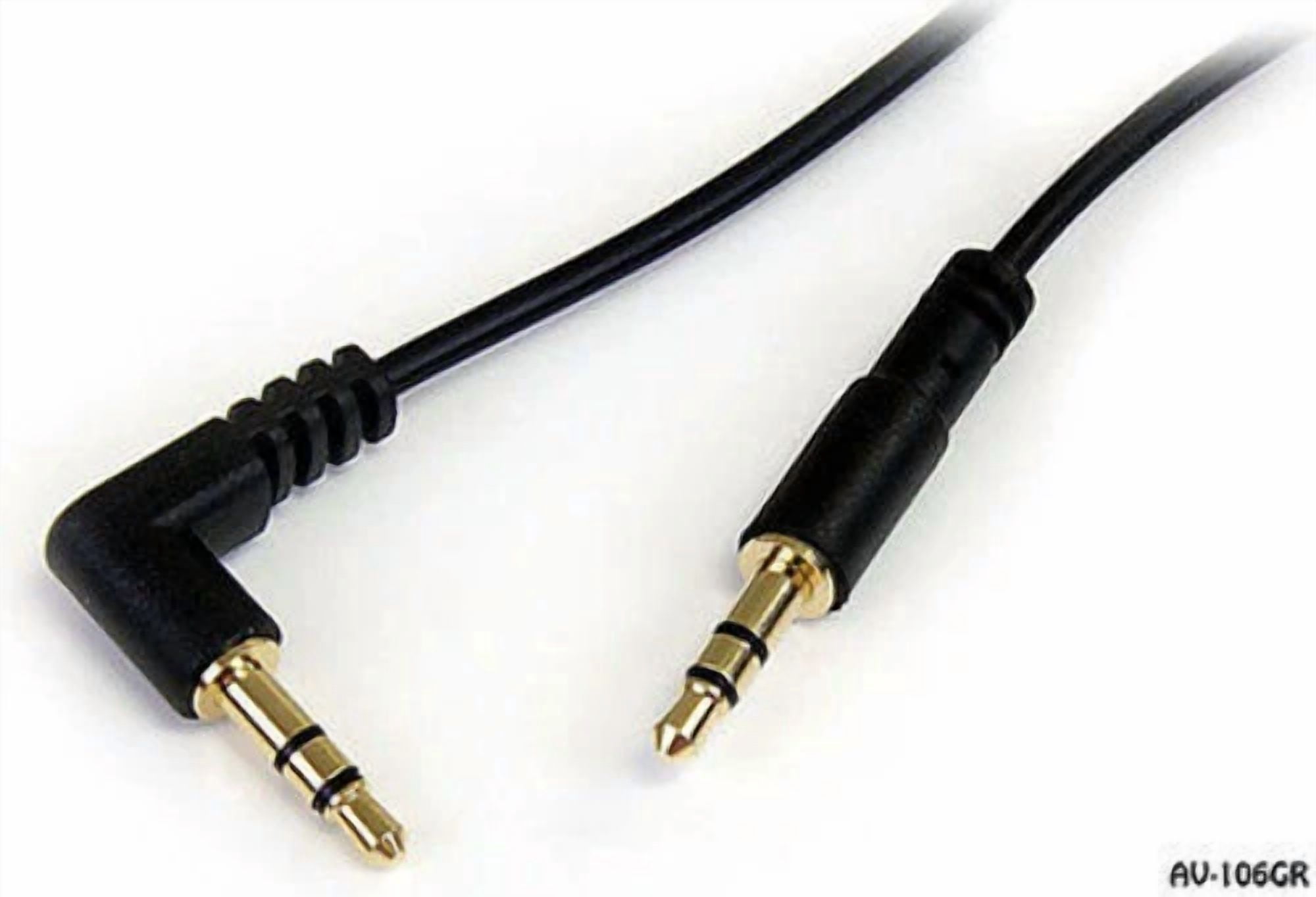 6Ft Slim 3.5Mm Straight To Right-Angle Stereo Trs Male/Male, Gold Plated
