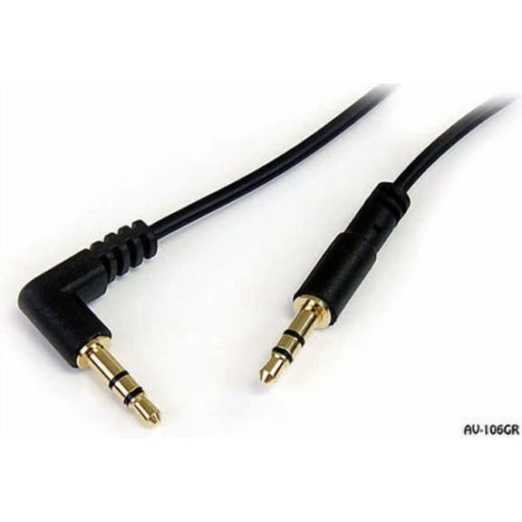 6Ft Slim 3.5Mm Straight To Right-Angle Stereo Trs Male/Male, Gold Plated