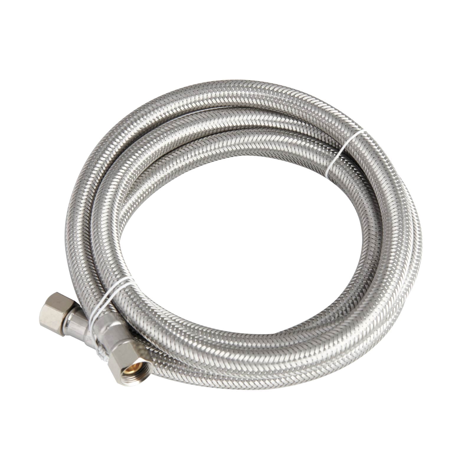 6Ft Stainless Steel Dishwasher Water Supply Line, F 3/8 C x F 3/8 C Brass Nut, Flexible Washer Supply Hose, Universal Fit, Leak-Proof