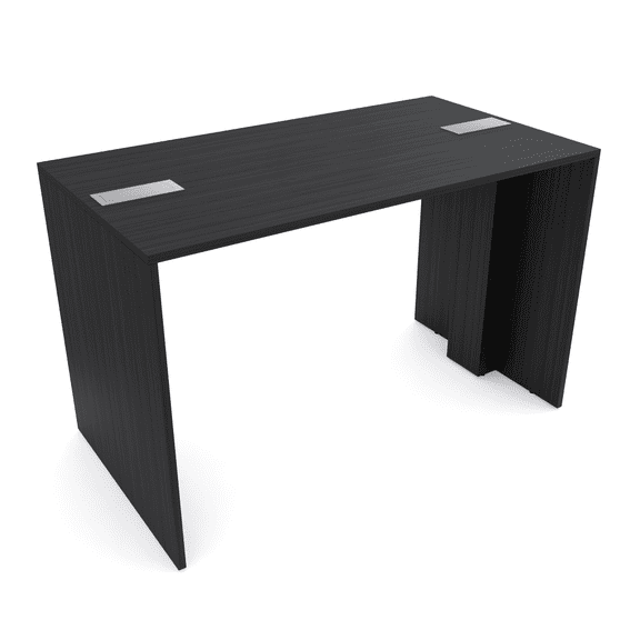 6Ft Standing Height Collaboration Table | 4 Person Group Desk | 3x6 Laminate Desk With Double Power And Data Units| Asian Night And Silver