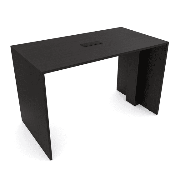 6Ft Standing Height Collaboration Table | 4 Person Group Desk | 3x6 Laminate Desk With Power And Data | Black Cypress And Black