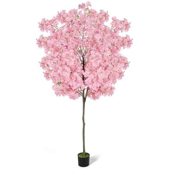 6Ft Tall Cherry Blossom Artificial Tree,Fake Pink Cherry Blossom Tree,Lifelike Decorative in Pot for Indoor/Outdoor, Christmas, Garden,Home Office Dec