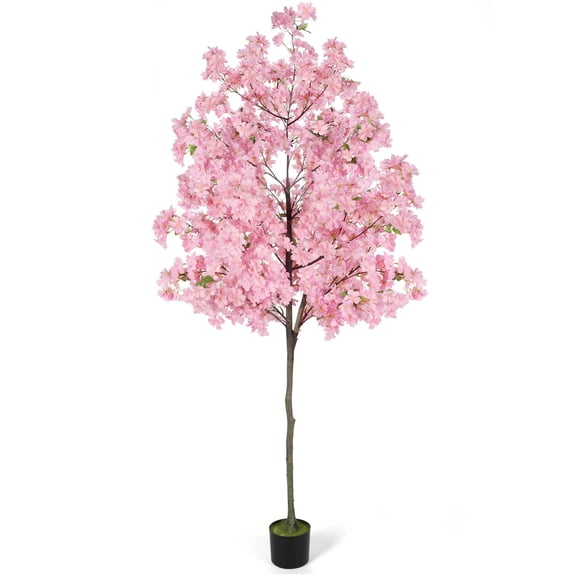 6Ft Tall Cherry Blossom Artificial Tree, Fake Tree Faux Silk Plant with Plastic Nursery Pot,Artificial Plants for Home Office Indoor Decor(Pink)