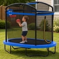 thumbnail image 1 of 6FT Small Trampoline for Kids with Basketball Hoop, SHINPT Indoor & Outdoor Trampoline with Safety Enclosure Net, Heavy-Duty Jumping Mat and No-Gap Design, Mini Trampoline for Boys & Girls Ages 3+, 1 of 9
