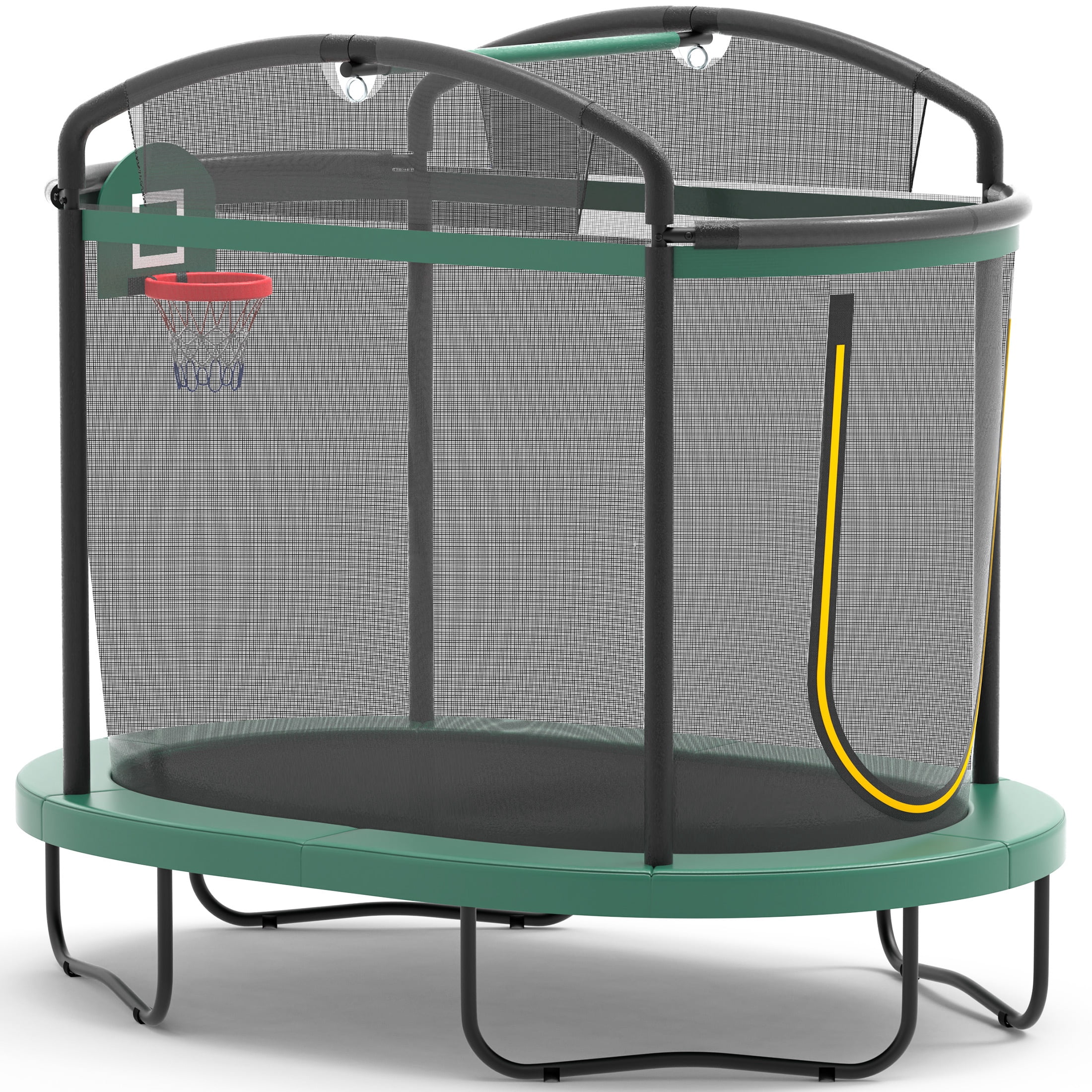 6Ft Toddler Trampoline for Kids with Enclosure, Shinpt Indoor & Outdoor Toddler Trampoline, Mini Trampoline for Boys & Girls Ages 3+, Small Trampoline with Basketball Hoop & No-Gap Safe Design