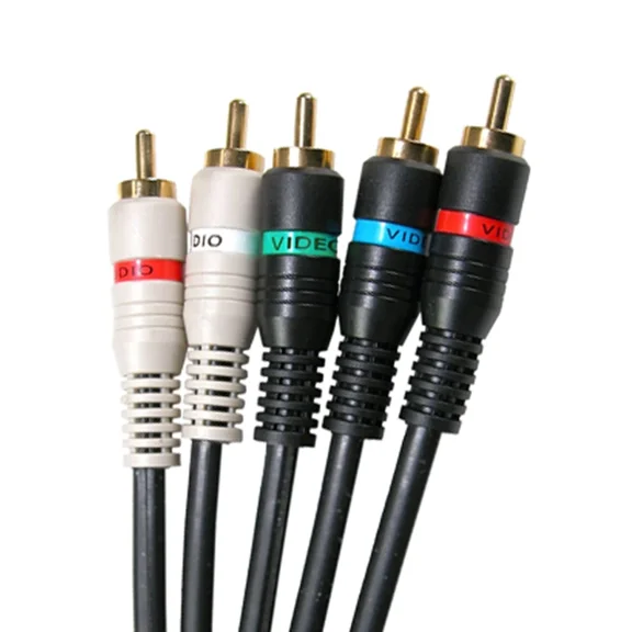 6Ft White Video Component Audio / Video Patch Cables 5 Wires Hd Tv Rca Component