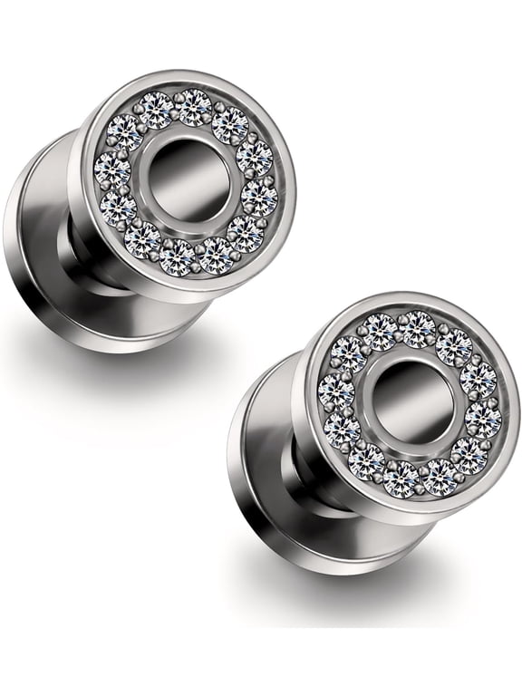 6G 4G 2G 0G 00G F136 Titanium Ear Gauges Screw Fit Flesh Tunnels Plugs Earrings Hypoallergenic Implant Medical Grade Surgical Steel Earring Plugs Piercing Jewelry for Women Men