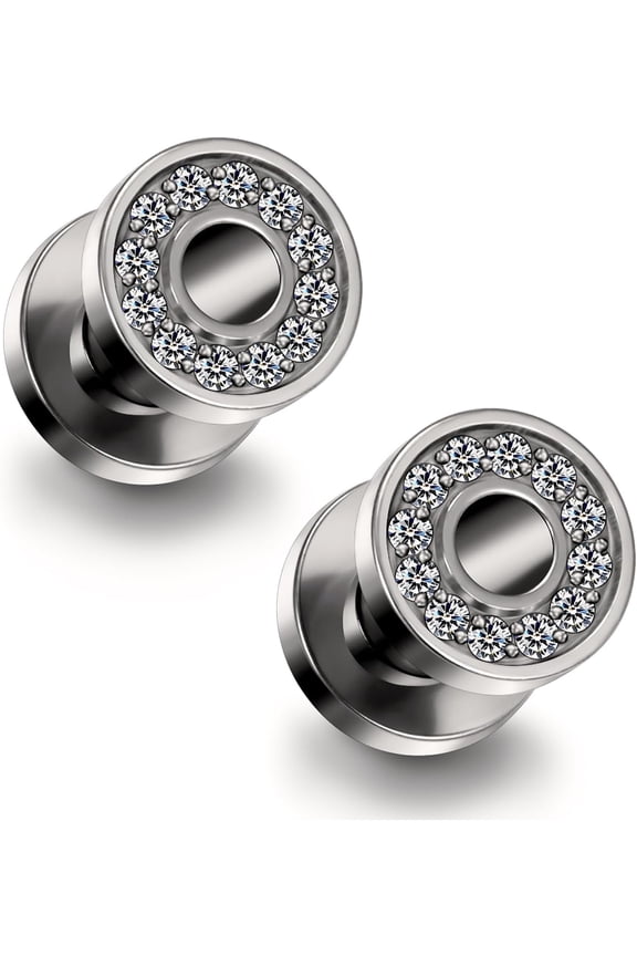 6G 4G 2G 0G 00G F136 Titanium Ear Gauges Screw Fit Flesh Tunnels Plugs Earrings Hypoallergenic Implant Medical Grade Surgical Steel Earring Plugs Piercing Jewelry for Women Men