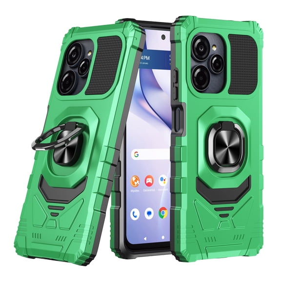 6GOODEALS BLU View Speed Ultra 5G B1660V Ring Kickstand Case with Tempered Glass, Green