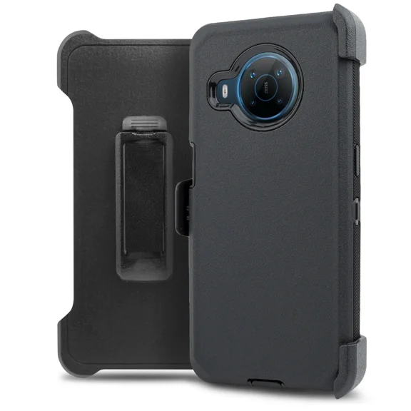 6GOODEALS Compatible for Nokia X100 5G Case with Built-in Screen Protector, Belt Clip Holster, Kickstand, Heavy Duty Rugged Full Body Cover - Black