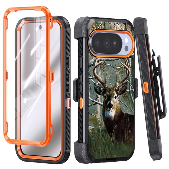 6GOODEALS Google Pixel 11 Pro 5G 2026 Holster Case, Screen Protector & Belt Clip - Deer