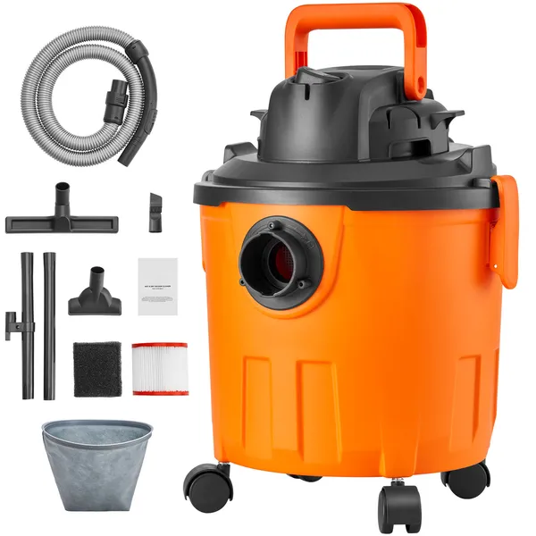 Unbranded 5 Gal, 6 HP, Corded Electric, Cartridge Wet/Dry Vacuum Cleaner, Black with Blower and Attachments