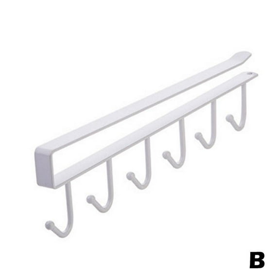 6Hooks Kitchen Hook Mug Cup Holder Under Shelf Hanger Rack Cupboard Storage L1G0