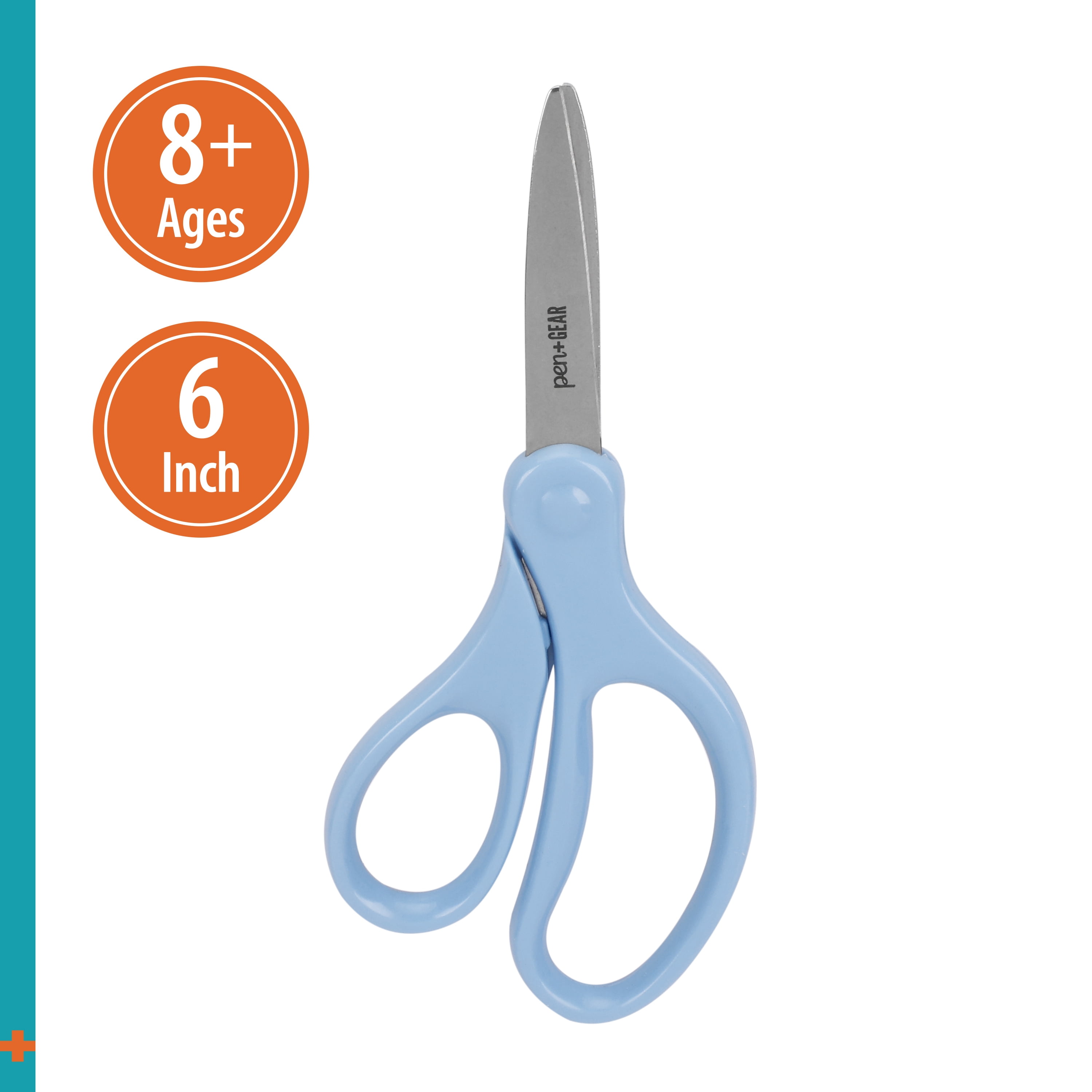 Pen+Gear 6-inch Pointed Tip Kids' Scissors, School Supplies, Blue