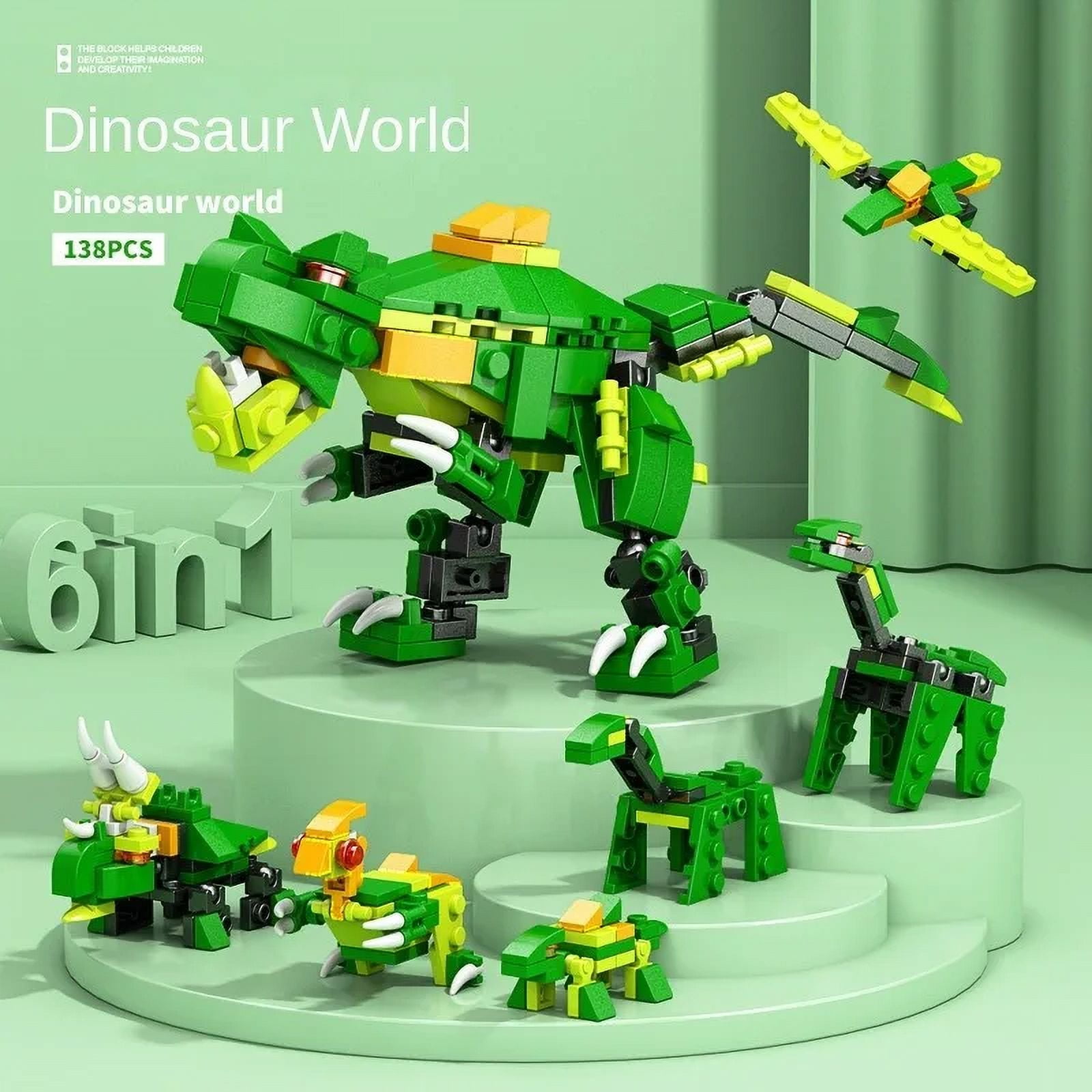 6IN1 City Engineering Car Police Truck Mech Dinosaur Building Blocks ...
