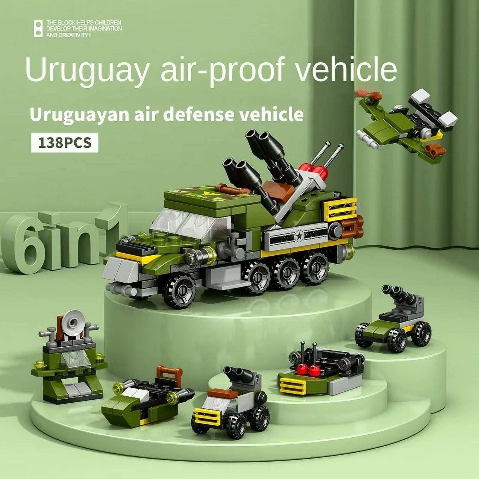 6IN1 City Engineering Car Police Truck Mech Dinosaur Building Blocks ...