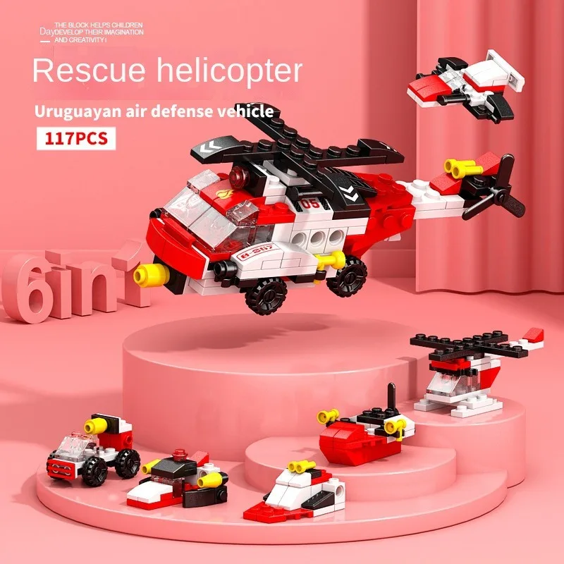 6IN1 City Engineering Car Police Truck Mech Dinosaur Building Blocks ...