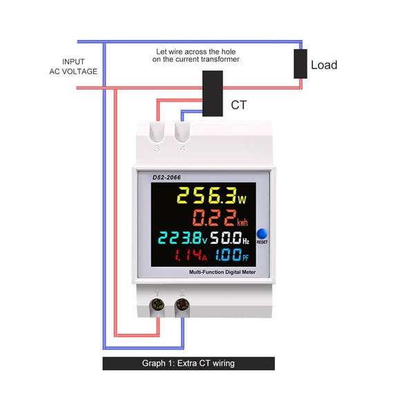6IN1 Din Rail AC Monitor 100A Voltage Current Power Factor Active KWH Electric Energy Frequency Meter VOLT AMP ,Easy to Install