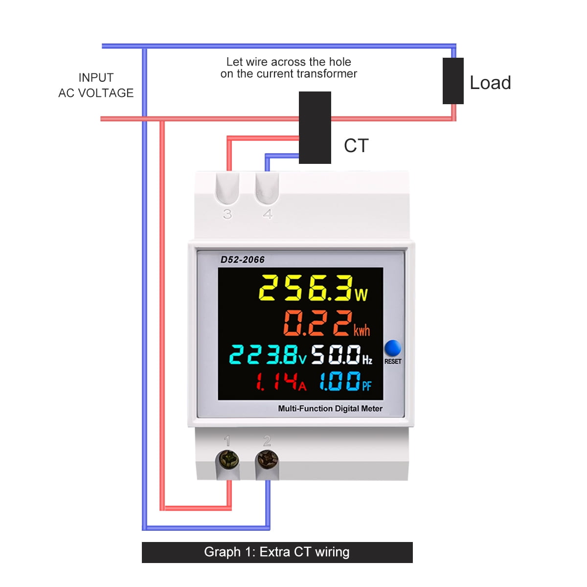 6IN1 din rail AC monitor 110V 220V 380V 100A Voltage Current Power
