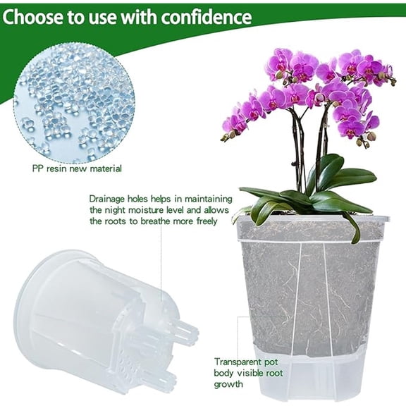 6Inch Clear Plastic Phalaenopsis Planter - Thickened Breathable Root Control Orchid Pot for Indoor Outdoor Plant Decor(White 6 Inch)