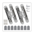 6Inch Door Hinges Zinc Alloy Invisible Hinge, 3Way Adjustable Butt