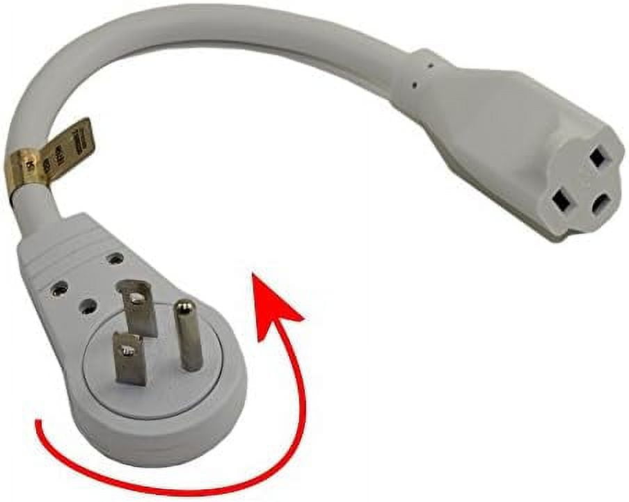 6Inch Extension Cord With Flat 360 Degree Rotating Swivel Plug, White