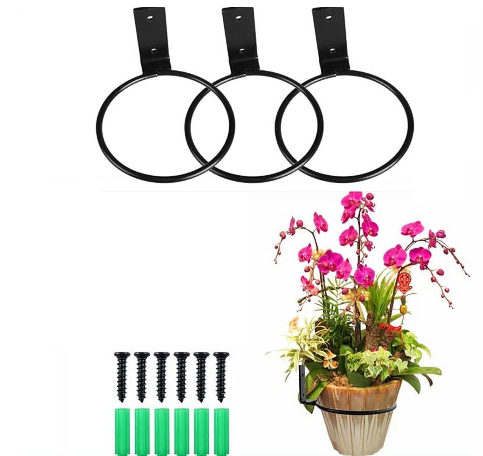 6 inch Flower Pot Holder Ring Wall Mounted,3 Sets Metal Flower Pot ...
